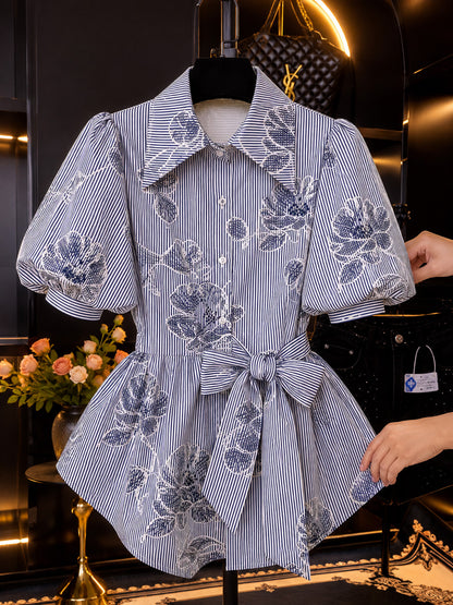 Cotton Stripe Embroidery Fabric