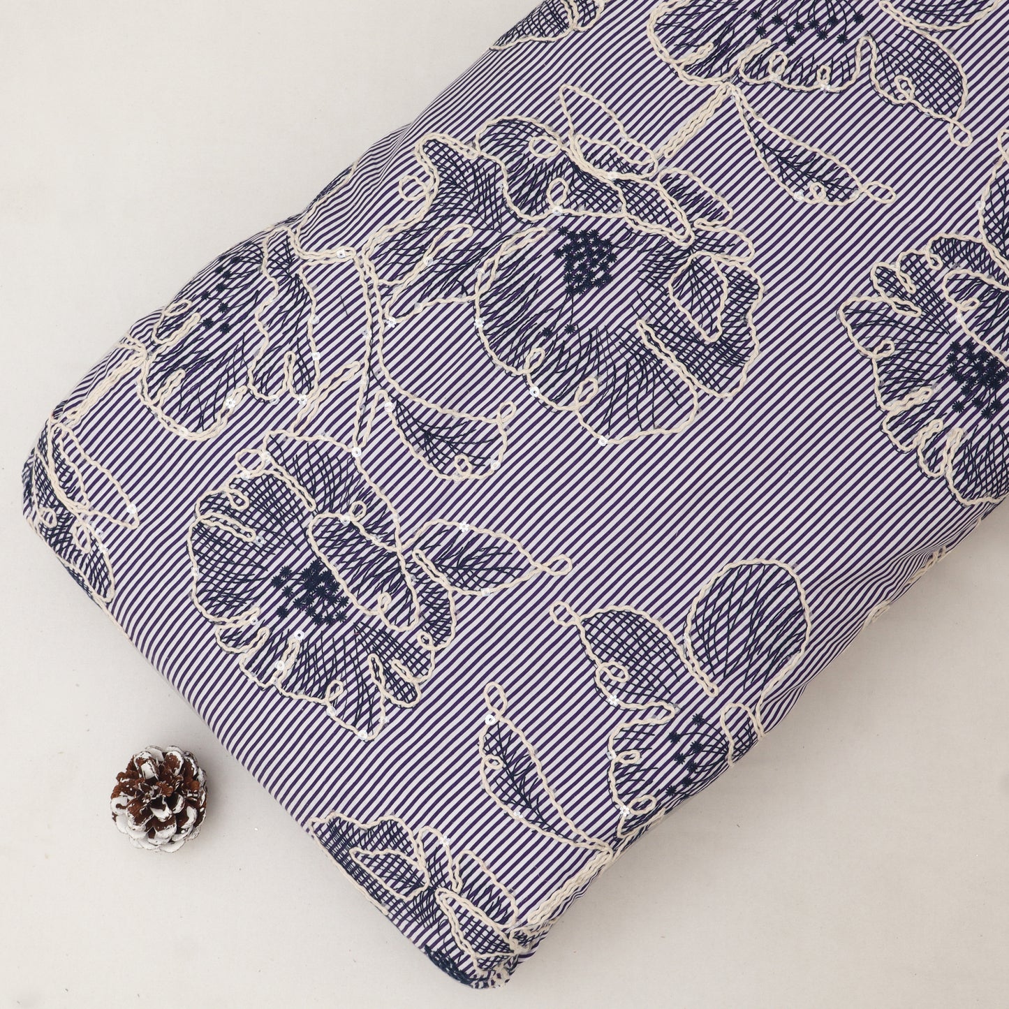 Cotton Stripe Embroidery Fabric
