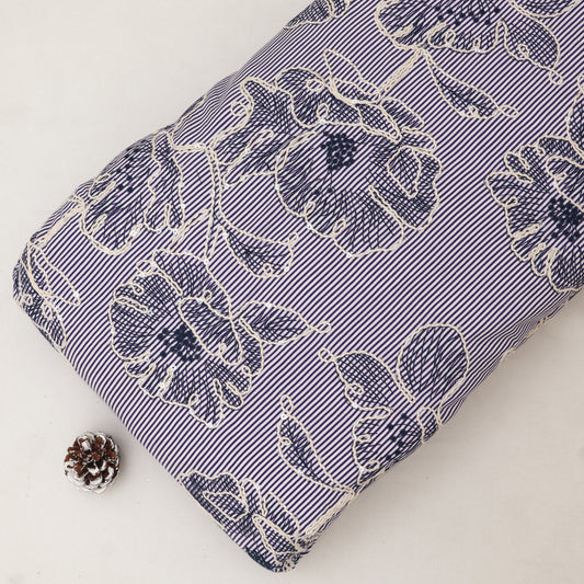 Cotton Stripe Embroidery Fabric