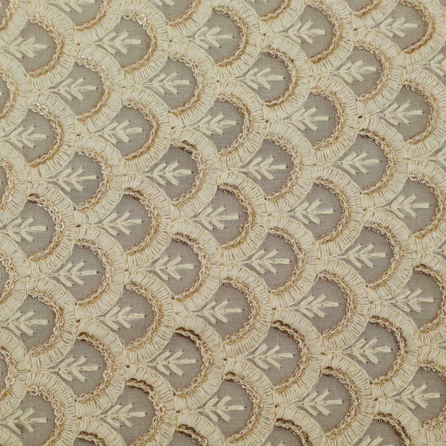 White Color Georgette Embroidery Fabric