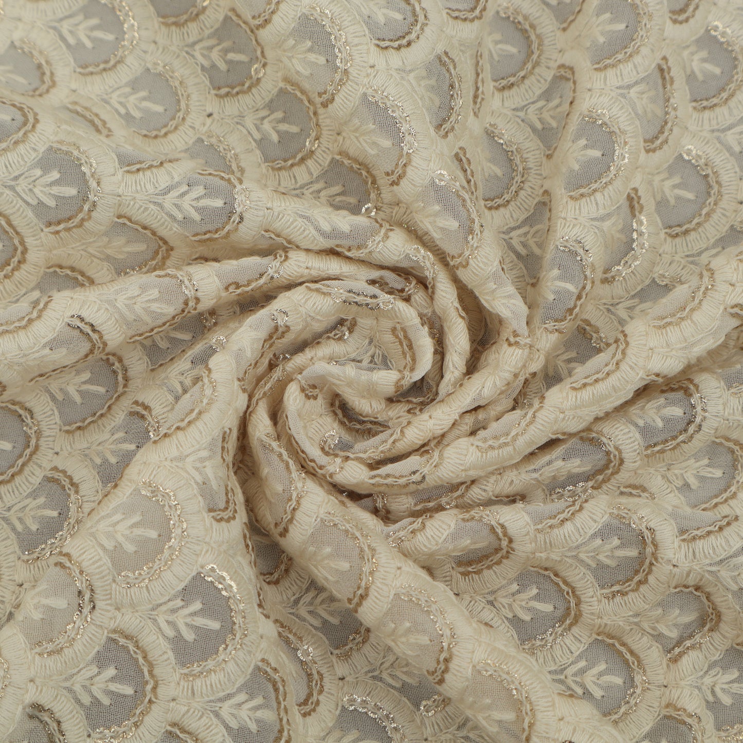 White Color Georgette Embroidery Fabric