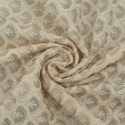 White Color Georgette Embroidery Fabric