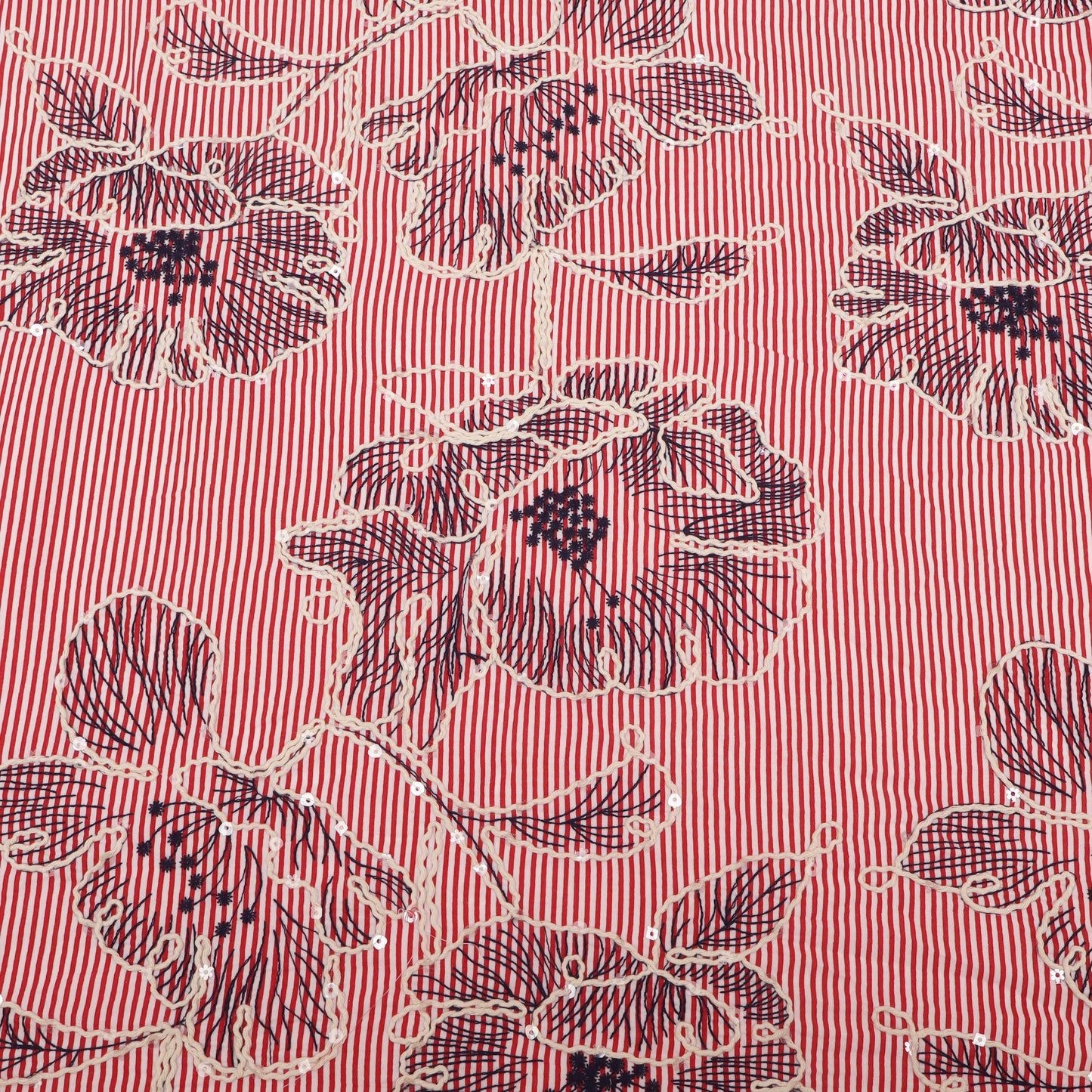 Cotton Stripe Embroidery Fabric