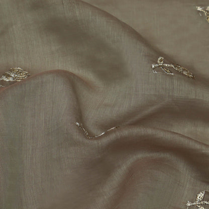 Brown Color Chanderi Booti Fabric