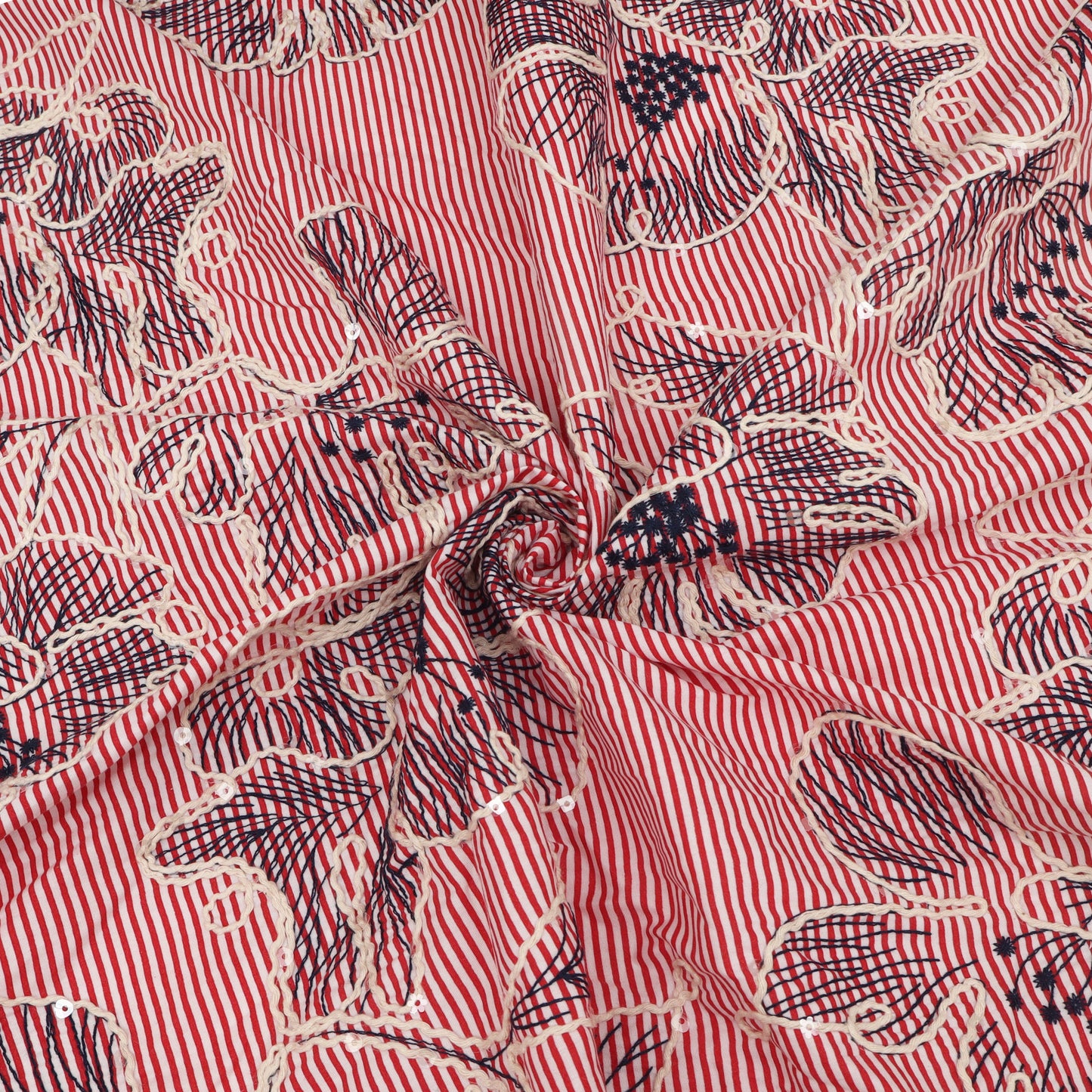 Cotton Stripe Embroidery Fabric