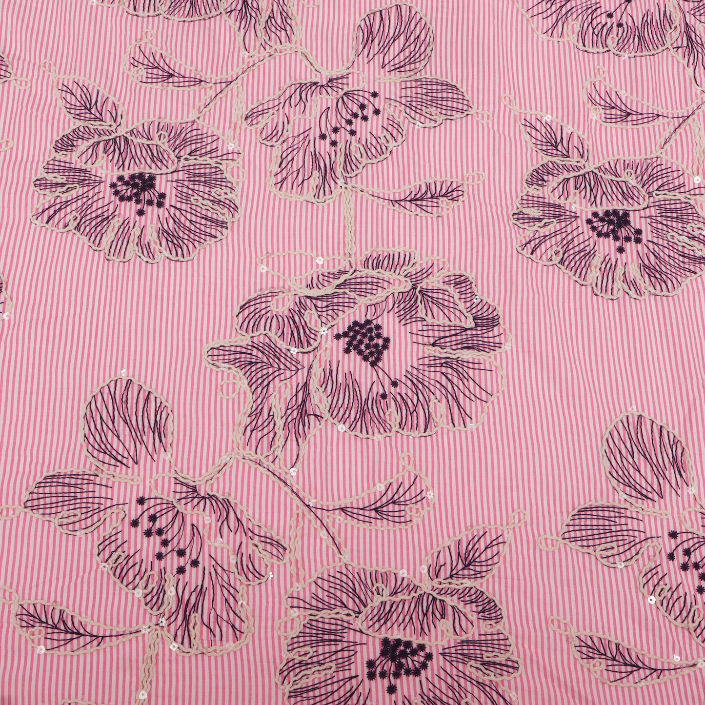 Cotton Stripe Embroidery Fabric