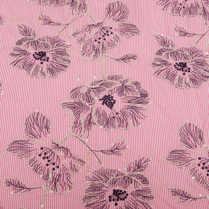 Cotton Stripe Embroidery Fabric