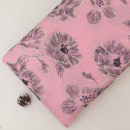 Cotton Stripe Embroidery Fabric