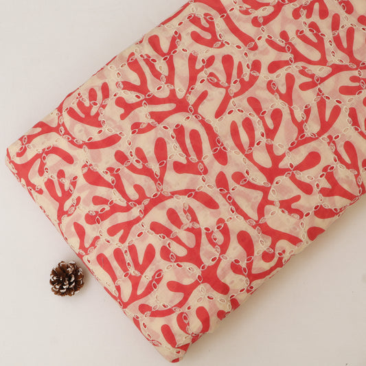 Cotton Chikan Print Embroidery Fabric