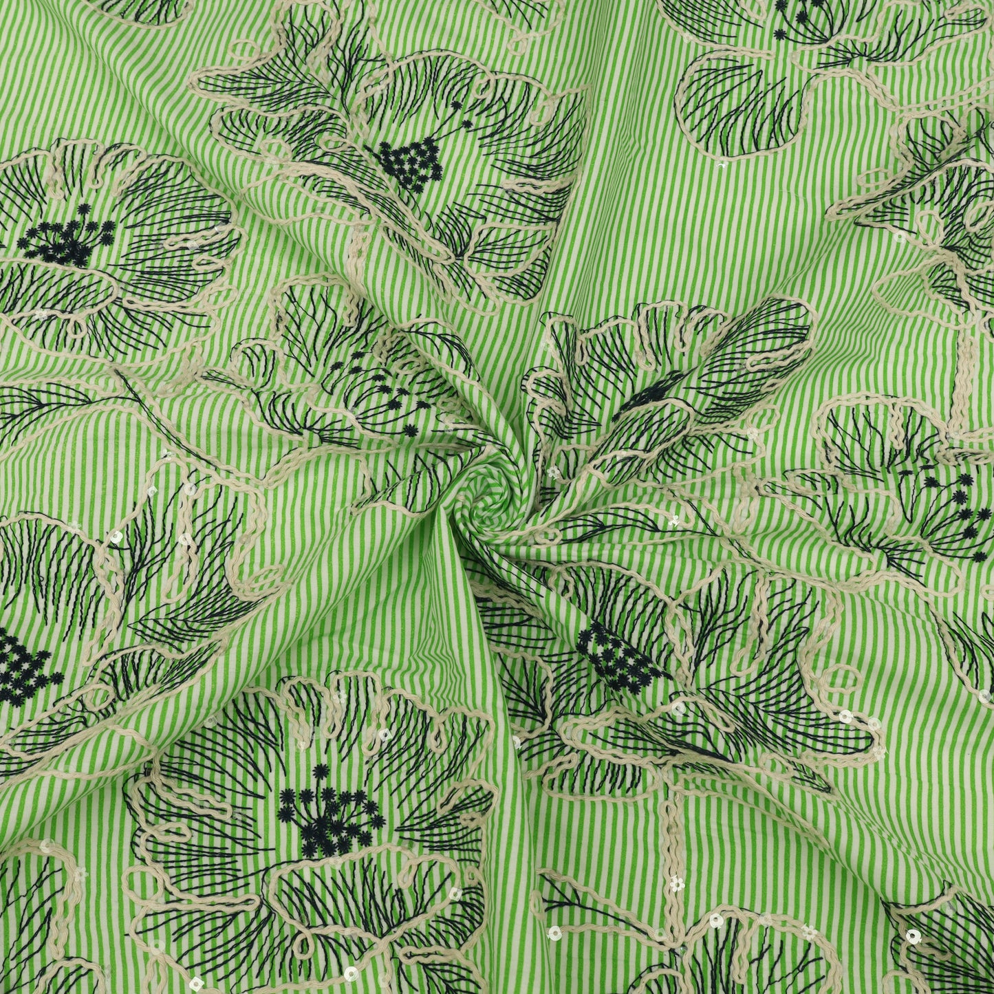 Cotton Stripe Embroidery Fabric