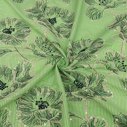 Cotton Stripe Embroidery Fabric