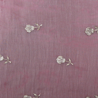 Pink Color Chanderi Booti Fabric