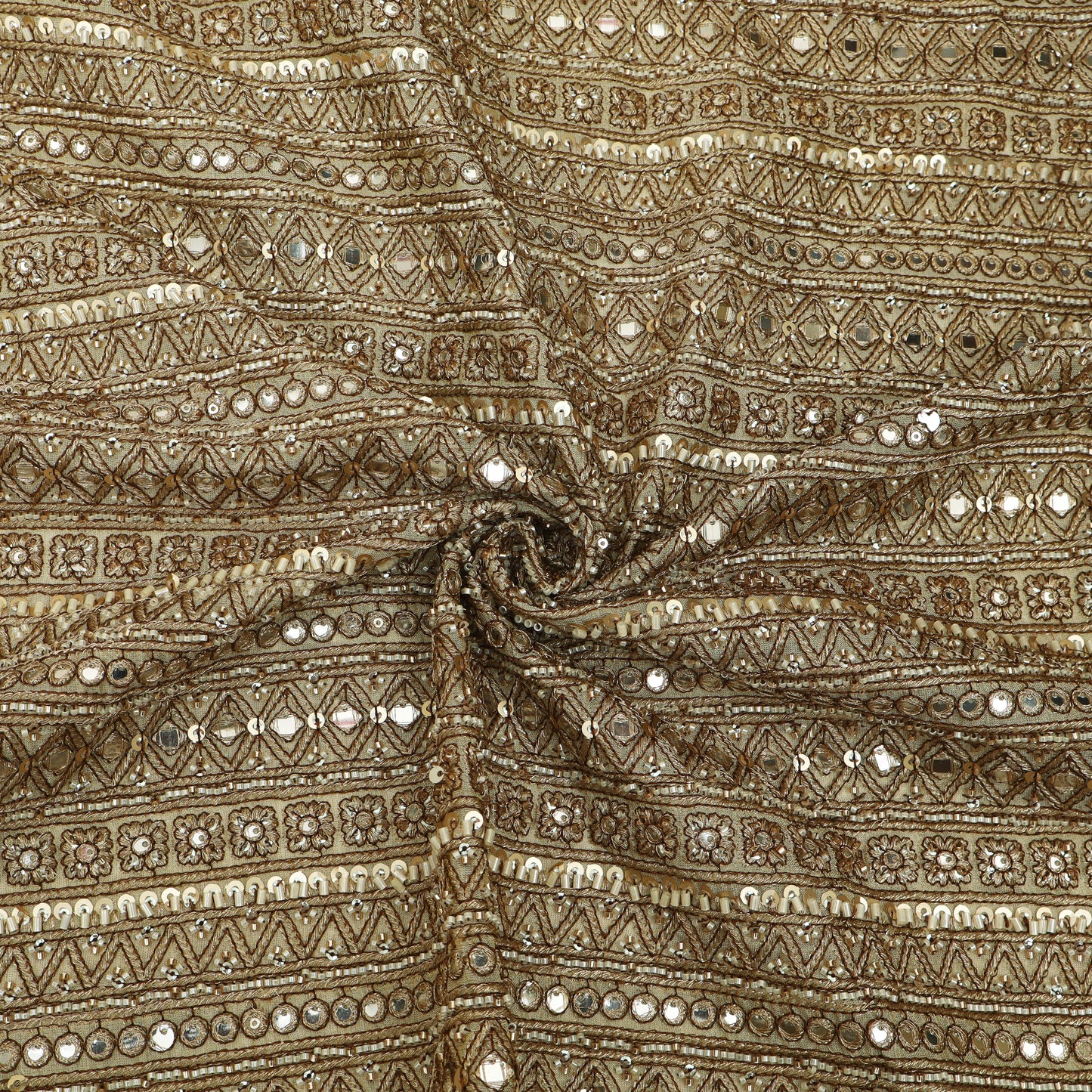 Golden Sequins Tissue Embroidery