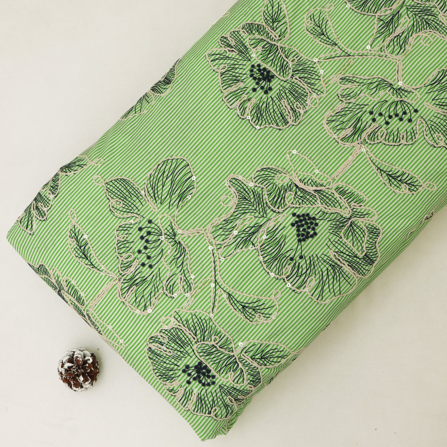 Cotton Stripe Embroidery Fabric