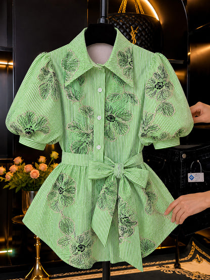 Cotton Stripe Embroidery Fabric