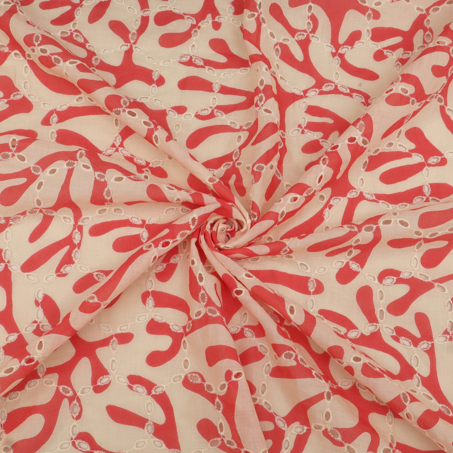 Cotton Chikan Print Embroidery Fabric