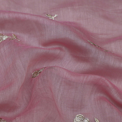 Pink Color Chanderi Booti Fabric