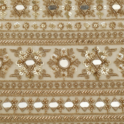 Gold Sequins Mirror Work Net Embroidery