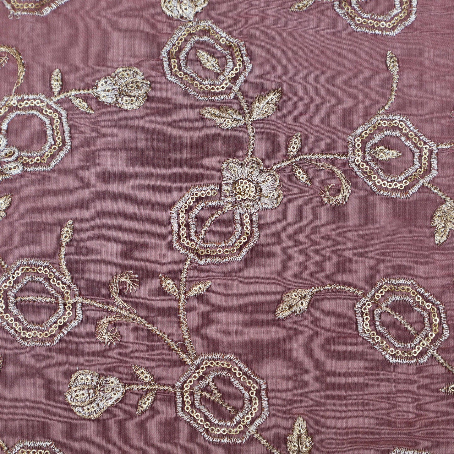 Pink Color Chanderi Embroidery Fabric