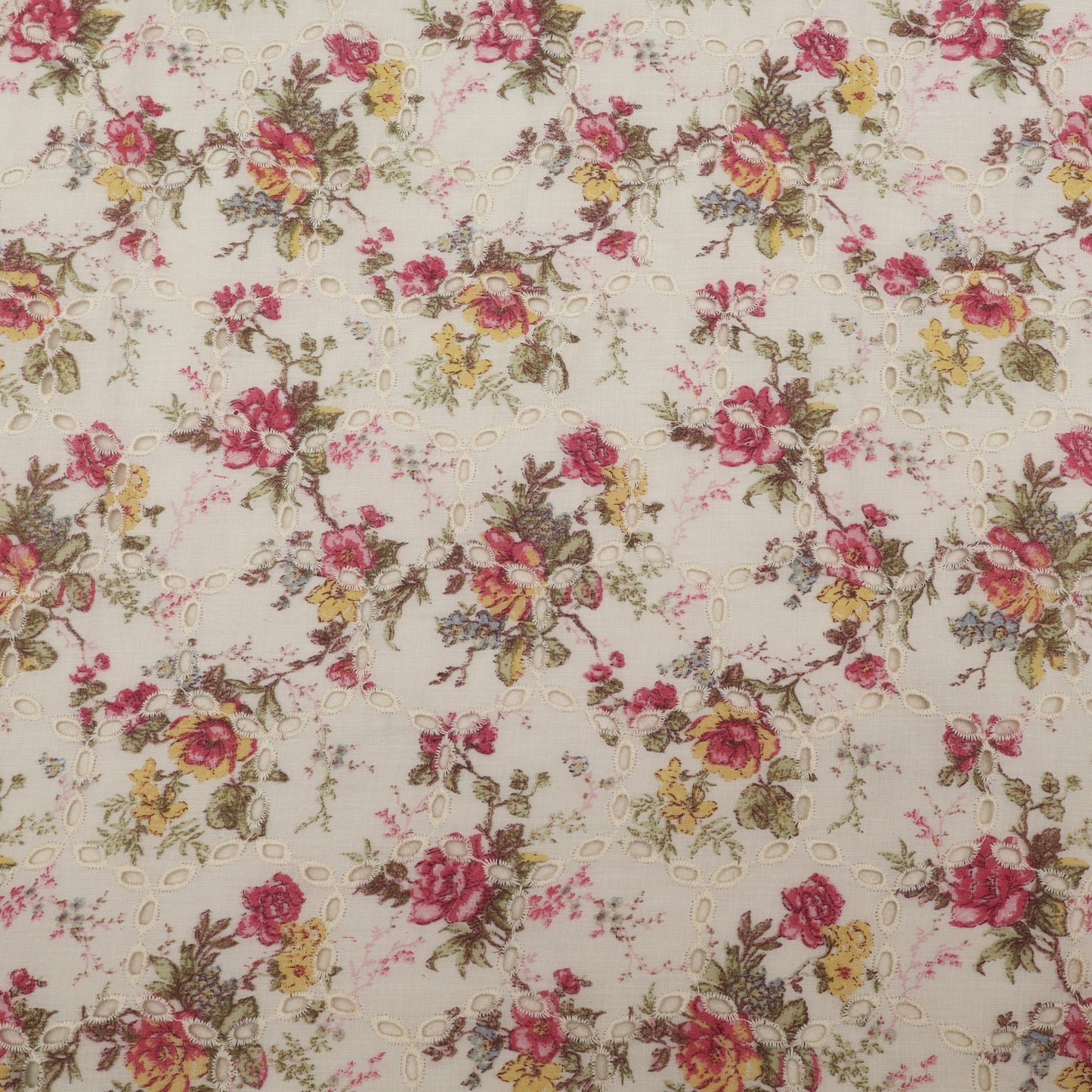 Cotton Chikan Print Embroidery Fabric
