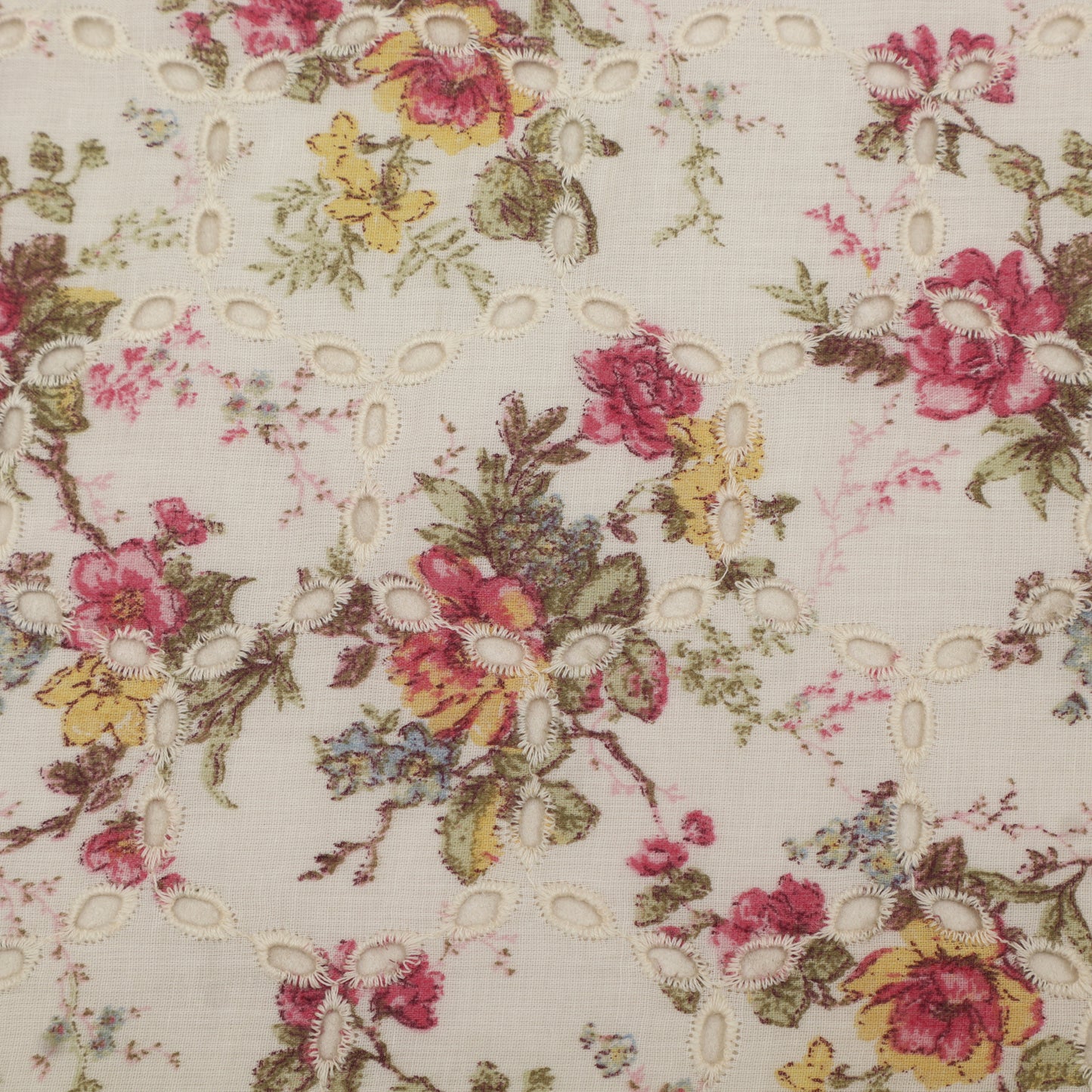 Cotton Chikan Print Embroidery Fabric