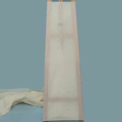 Off White Color Kora Mukesh Work Fabric