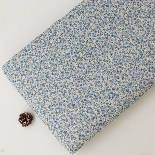 Cotton Chikan Print Embroidery Fabric