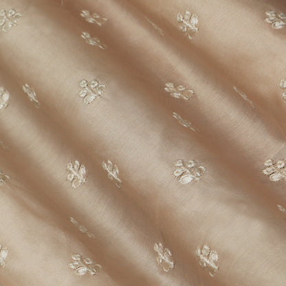 Peach Color Chanderi Embroidery Fabric