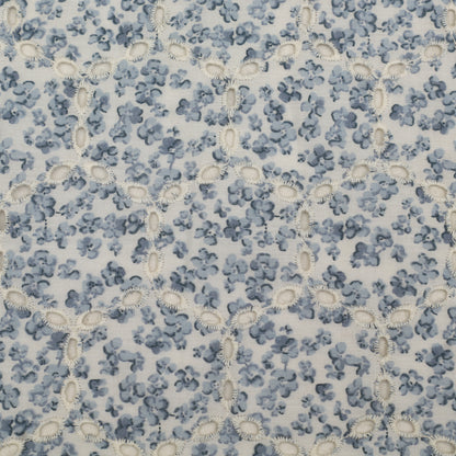Cotton Chikan Print Embroidery Fabric