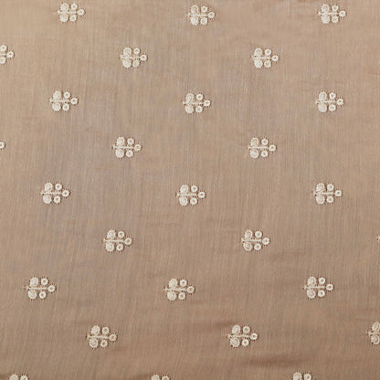 Peach Color Chanderi Embroidery Fabric