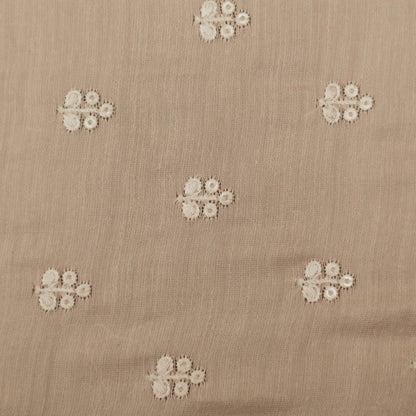 Peach Color Chanderi Embroidery Fabric