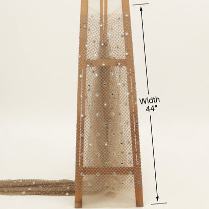 Golden Mirror Net Sequins Embroidery