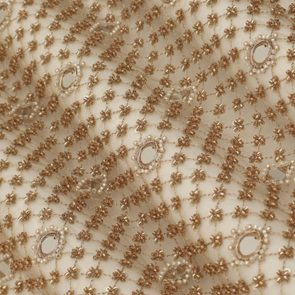Golden Mirror Net Sequins Embroidery