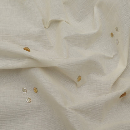 Off White Color Kora Mukesh Work Fabric