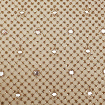 Golden Mirror Net Sequins Embroidery
