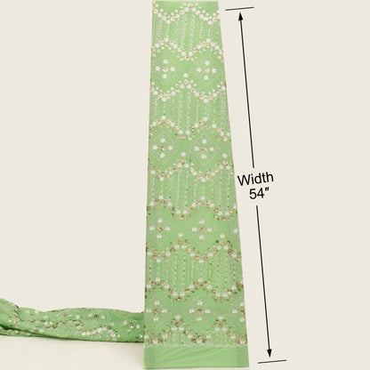 Cotton Sequins Stripe Embroidery Fabric