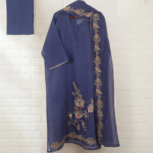 Semi Stitched Chanderi Suit