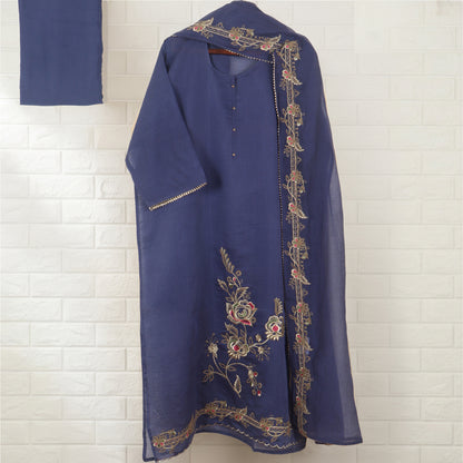Semi Stitched Chanderi Suit