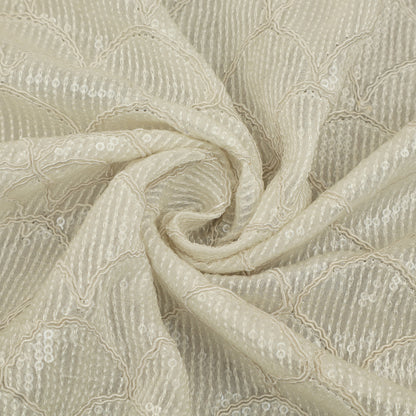 White Color Georgette Embroidery Fabric