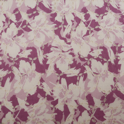 Cotton Chikan Print Embroidery Fabric