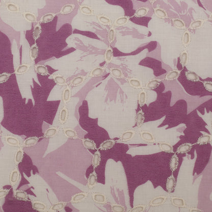 Cotton Chikan Print Embroidery Fabric