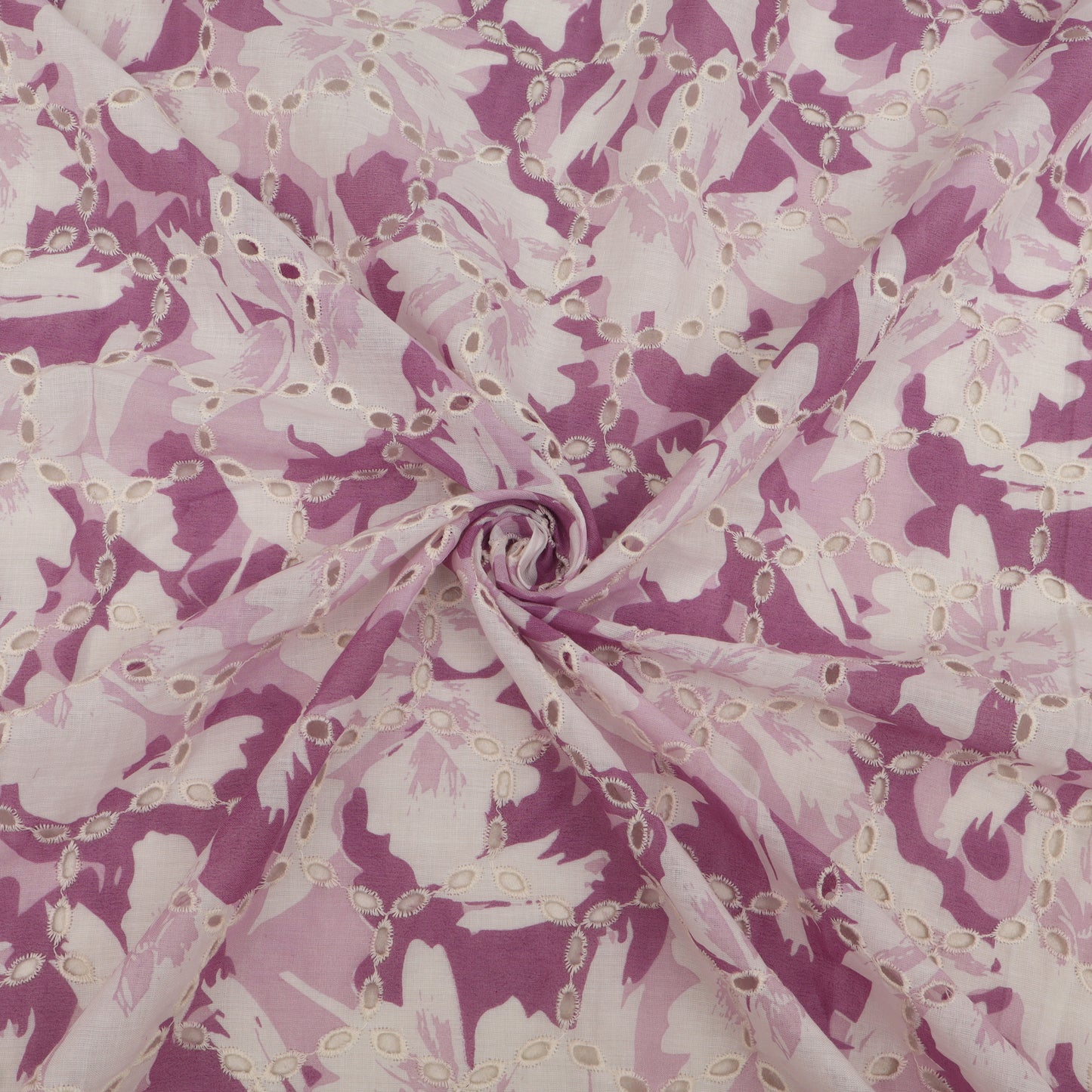 Cotton Chikan Print Embroidery Fabric