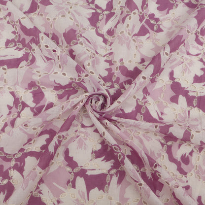 Cotton Chikan Print Embroidery Fabric