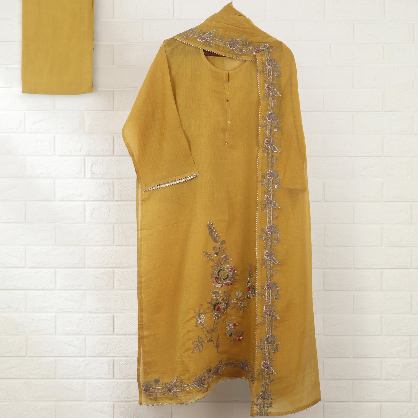 Semi Stitched Chanderi Suit