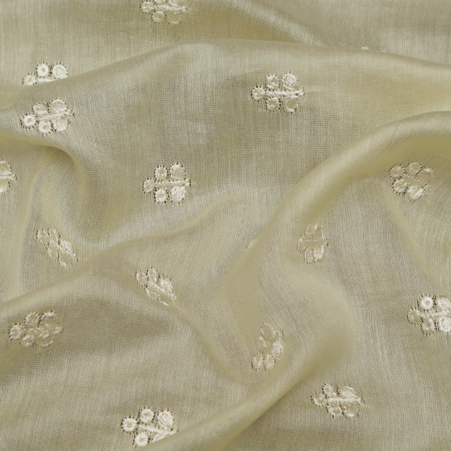 Lemon Color Chanderi Embroidery Fabric