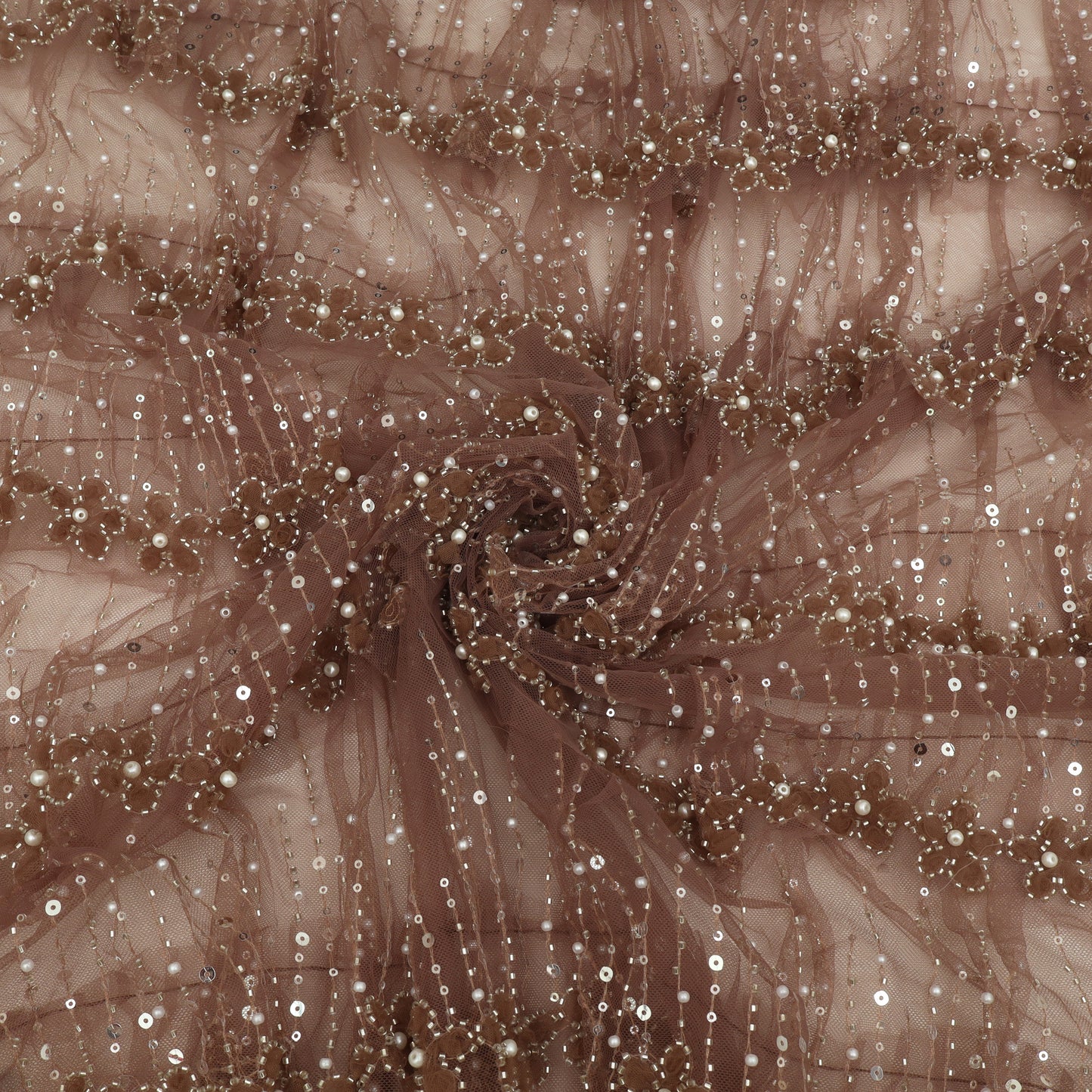 Ruffle Style Net Embroidery Fabric