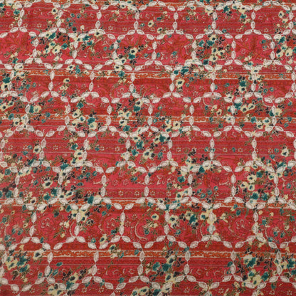 Cotton Chikan Print Embroidery Fabric