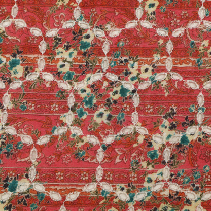 Cotton Chikan Print Embroidery Fabric