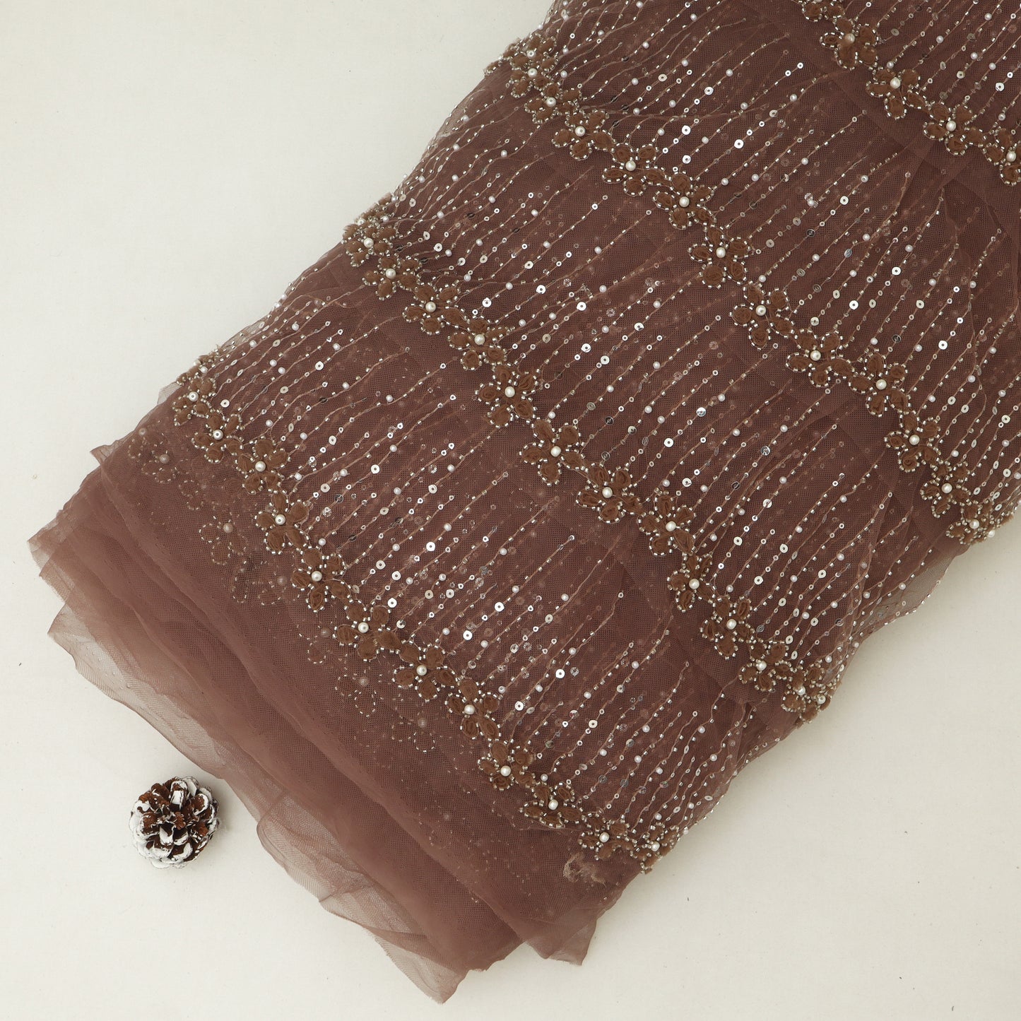 Ruffle Style Net Embroidery Fabric