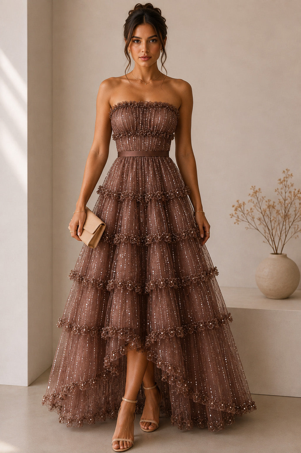 Ruffle Style Net Embroidery Fabric